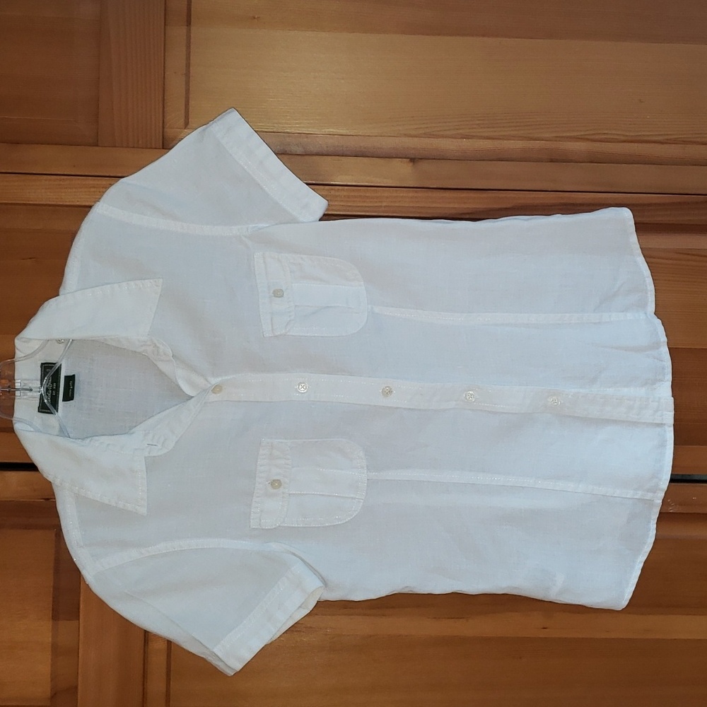 Eddie Bauer 100% Wht Linen Button Down Shirt S
